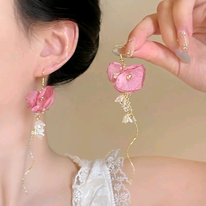 Blush Petal Drop Earrings