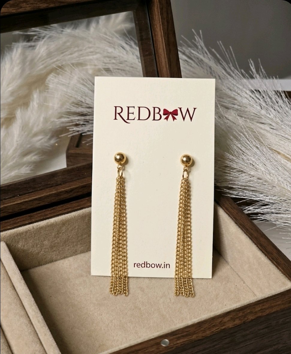 Gold Ball Tassel Drop Earrings