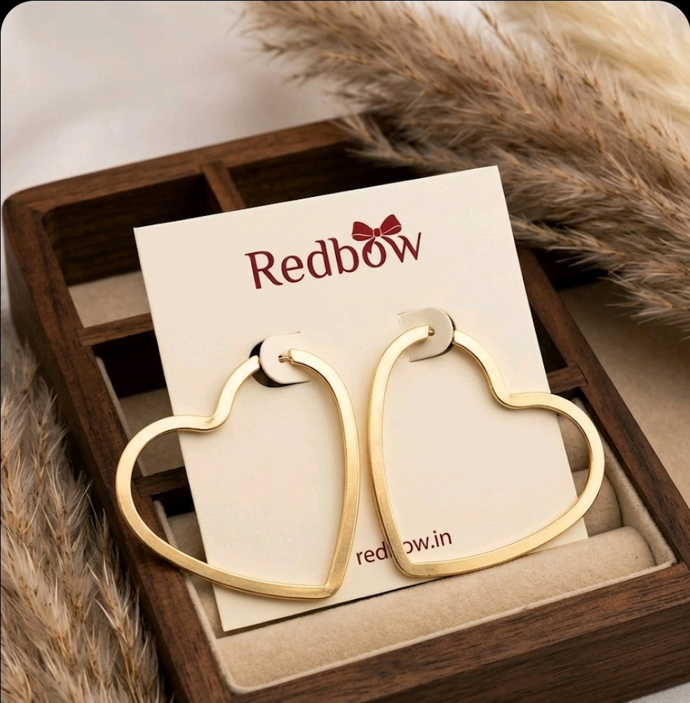Gold Heart Hoop Earrings