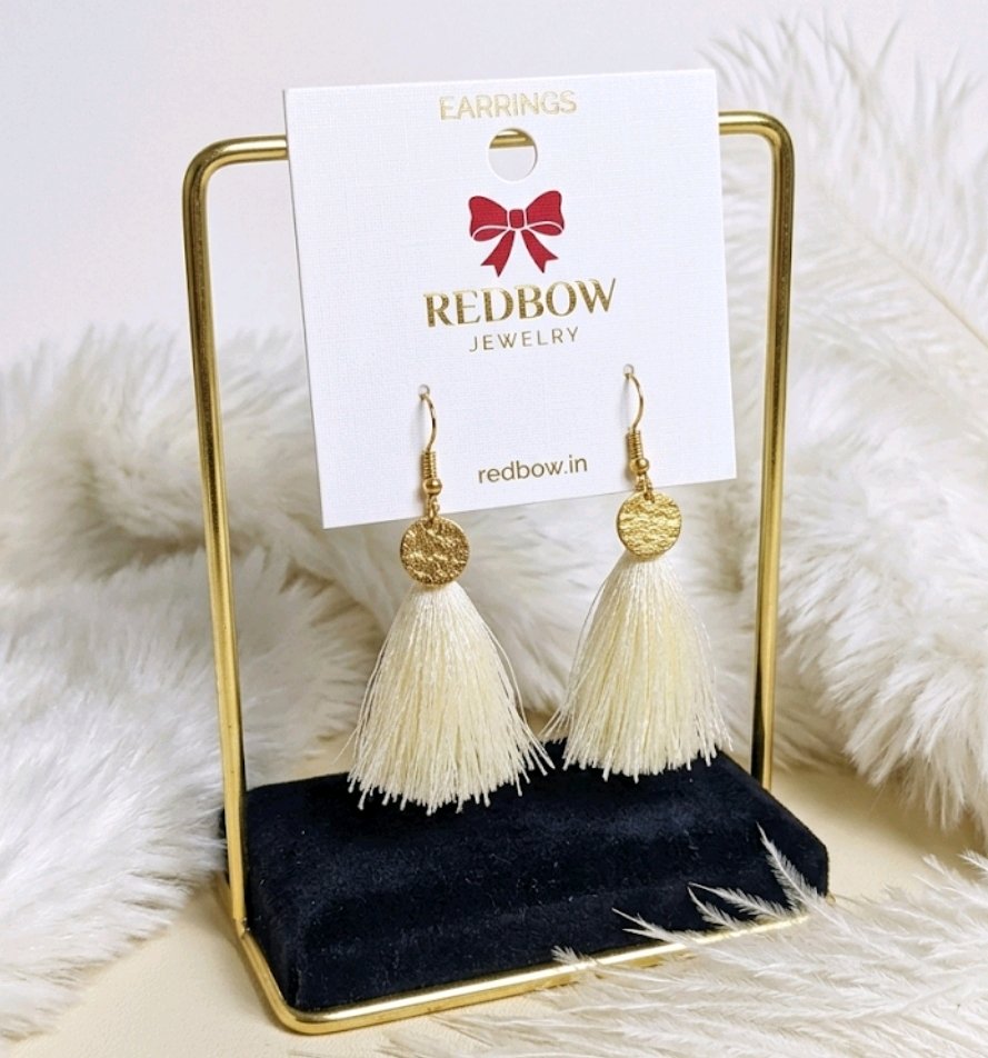 Ivory Tassel Drop Earrings image 2