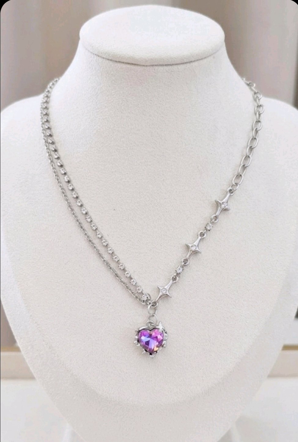 Gradient Heart Crystal | SnakeChain Necklace | Limited in Stock! image 2