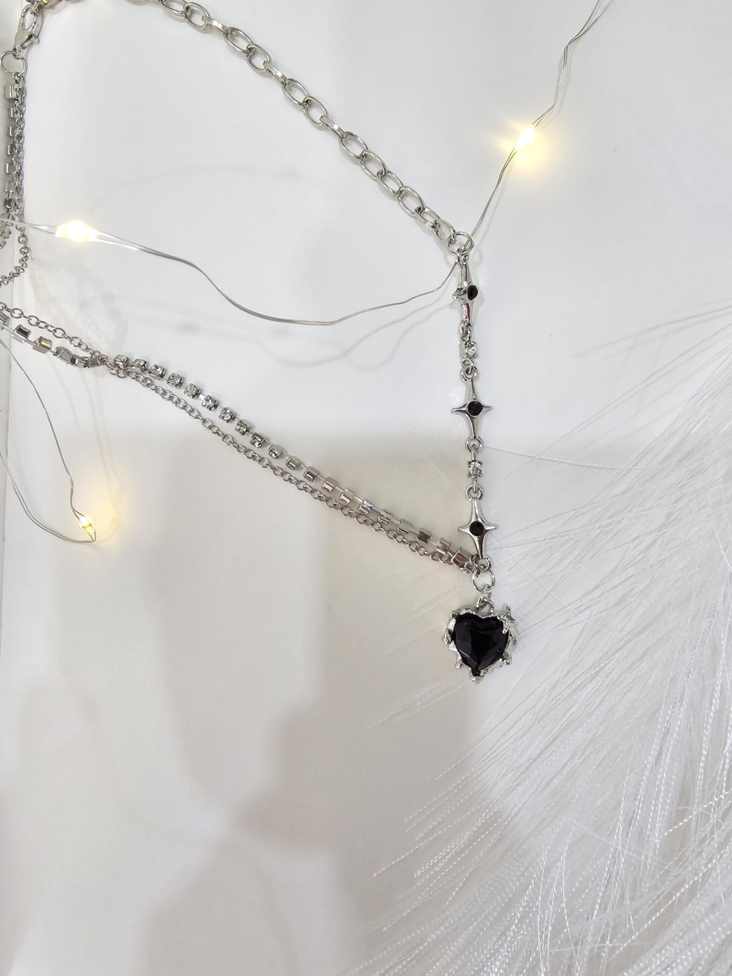 Black Heart Crystal | SnakeChain Necklace | Limited in Stock! image 2