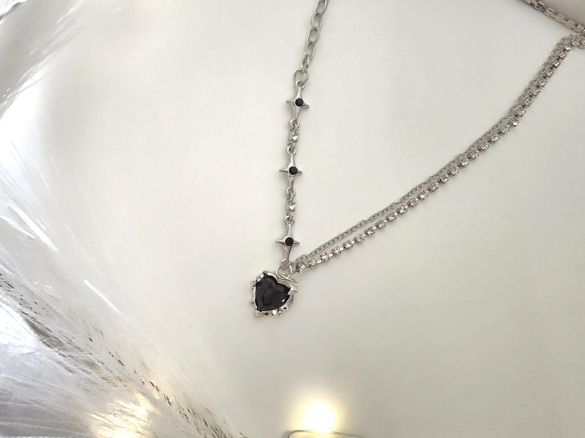 Black Heart Crystal | SnakeChain Necklace | Limited in Stock!