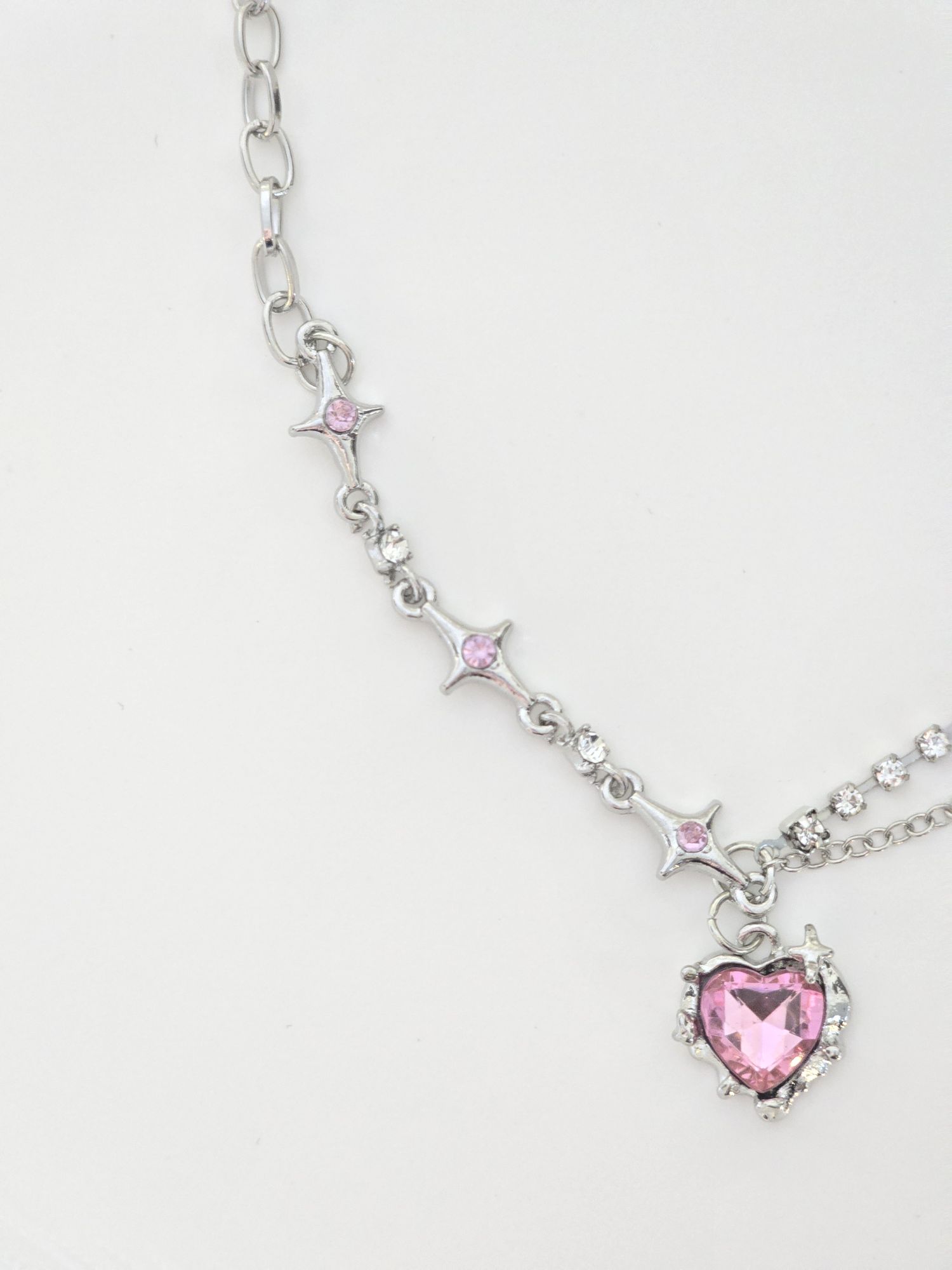 Pink Heart Crystal | SnakeChain Necklace | Limited in Stock image 3
