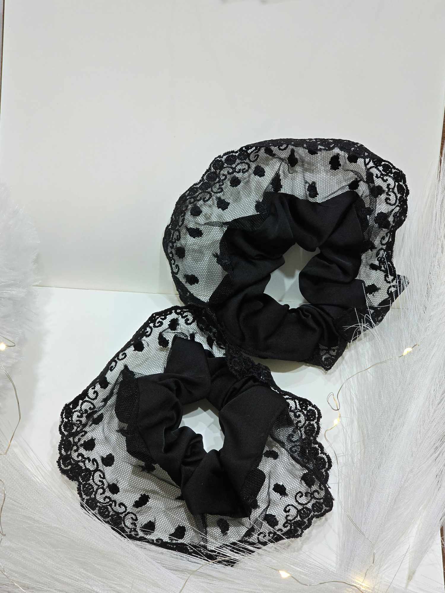 Black Color Fairy Lace scrunchies