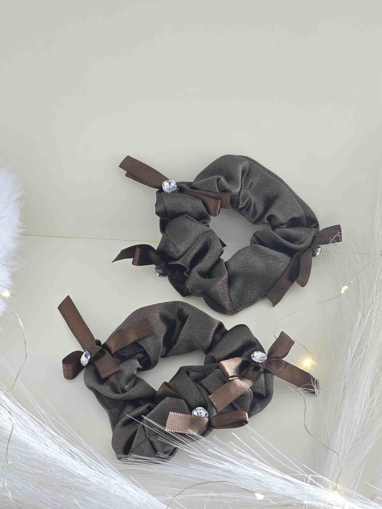 Bow Rich Brown color Scrunchies