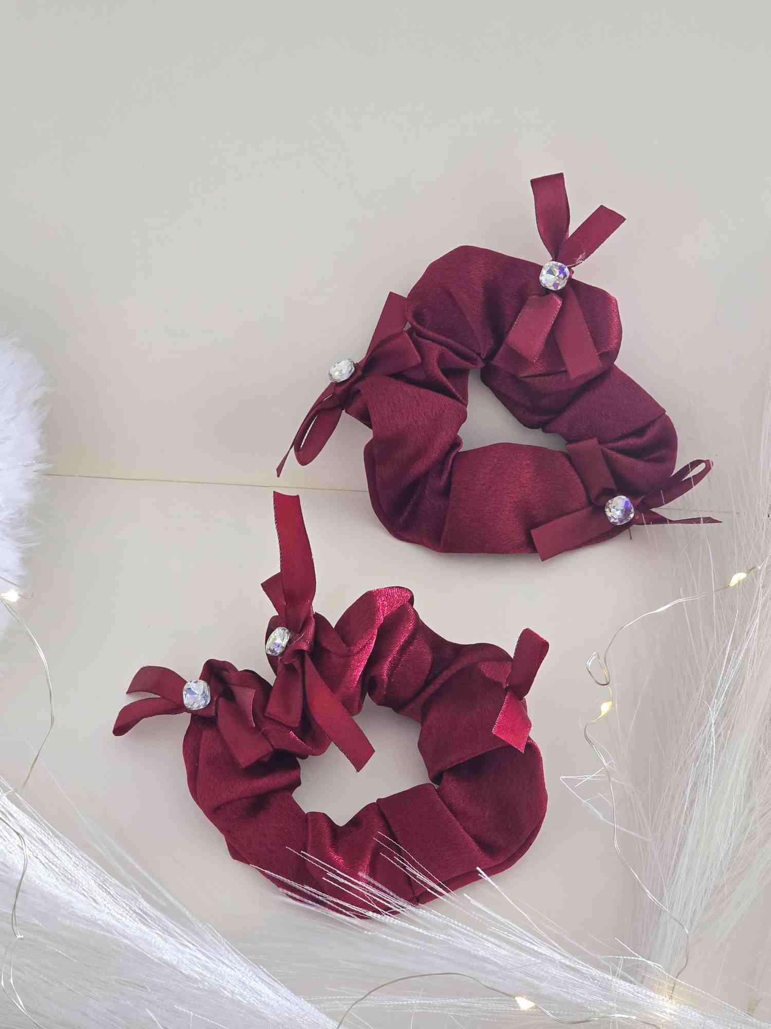 Bow Rich burgundy color Scrunchies