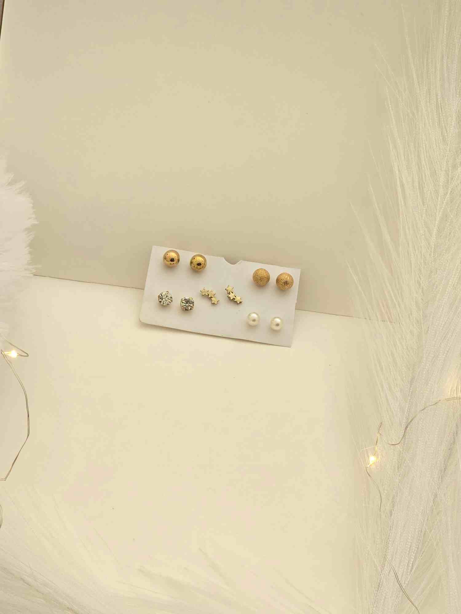 Multipack Pearl, Stars, golden Earrings image 2