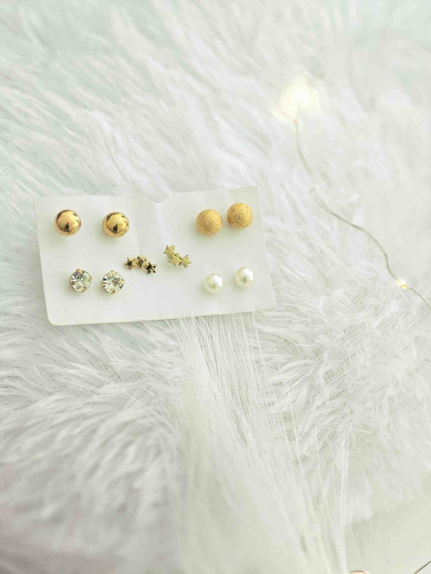 Multipack Pearl, Stars, golden Earrings image 3