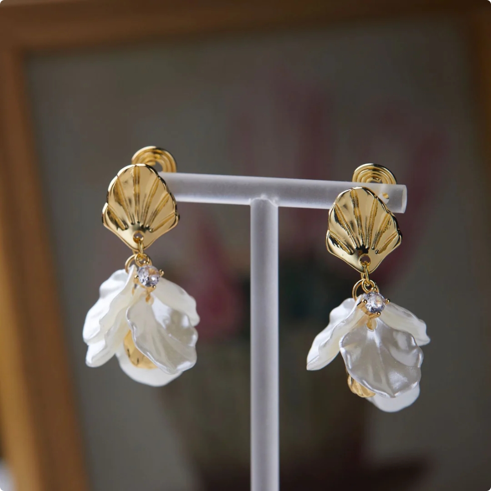 Korean-Inspired White Petals Earrings image 4
