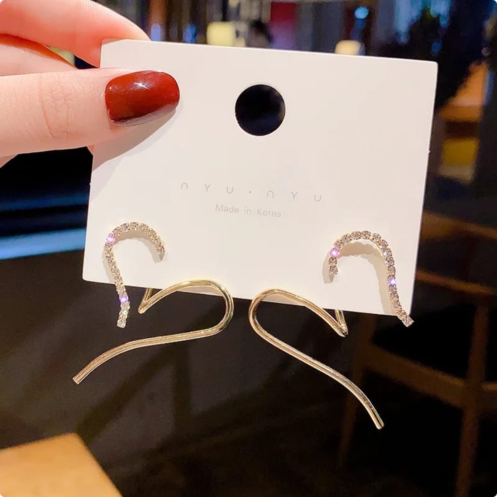 Korean-Inspired Golden Heart Earrings