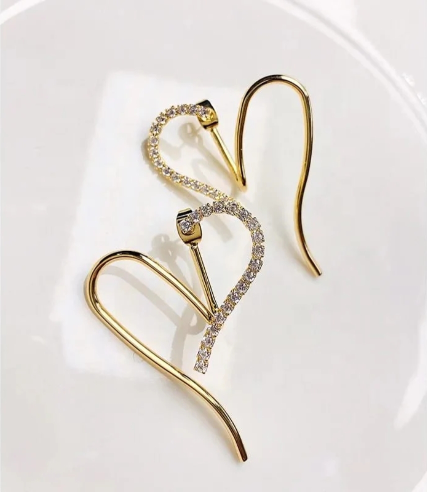 Korean-Inspired Golden Heart Earrings image 2