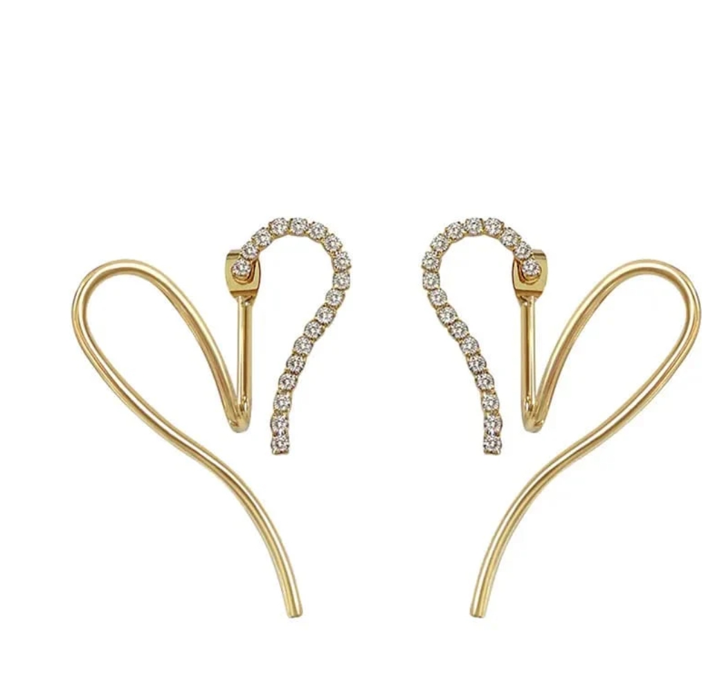 Korean-Inspired Golden Heart Earrings image 4