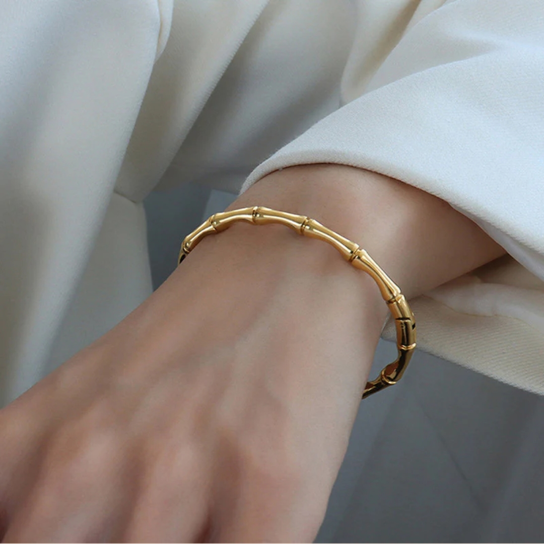 Gold Plated Bamboo Anti Tarnish Cuff image 2