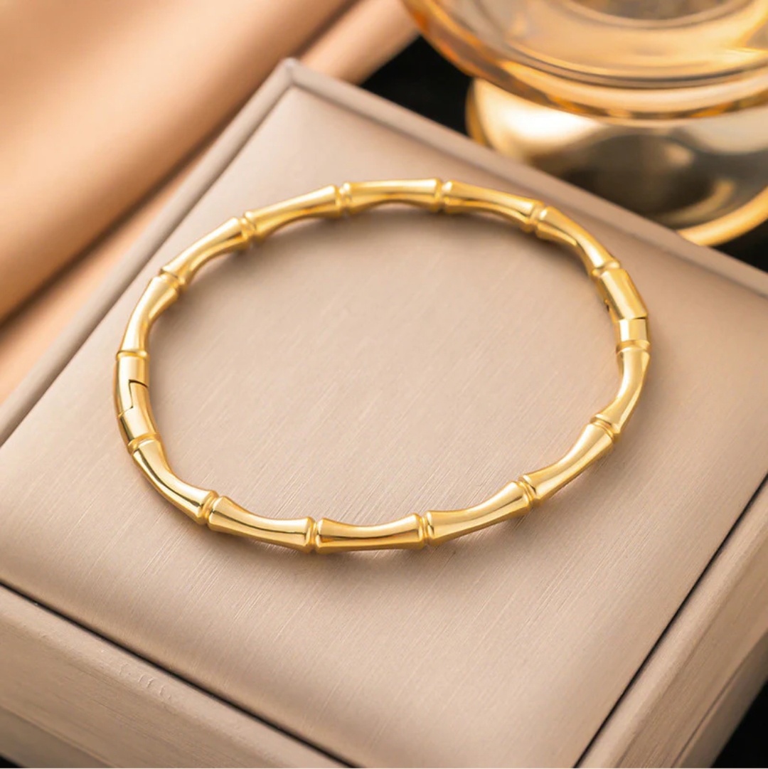 Gold Plated Bamboo Anti Tarnish Cuff