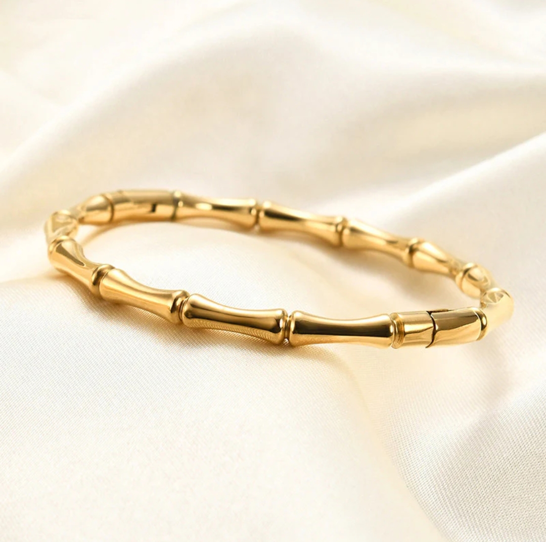 Gold Plated Bamboo Anti Tarnish Cuff image 7