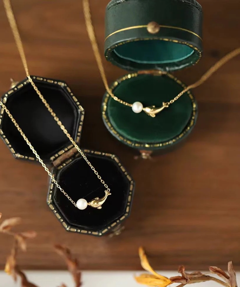 Pearl n Dolphin Necklace | 18k Gold PVD plated stainless steel | Anti tarnish image 4