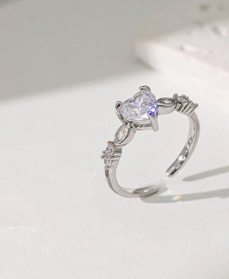 Anti Tarnish Heart Themed Adjustable Ring image 4