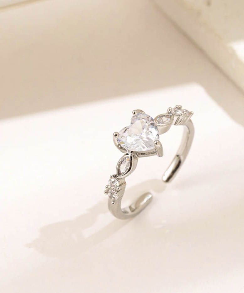 Anti Tarnish Heart Themed Adjustable Ring image 3