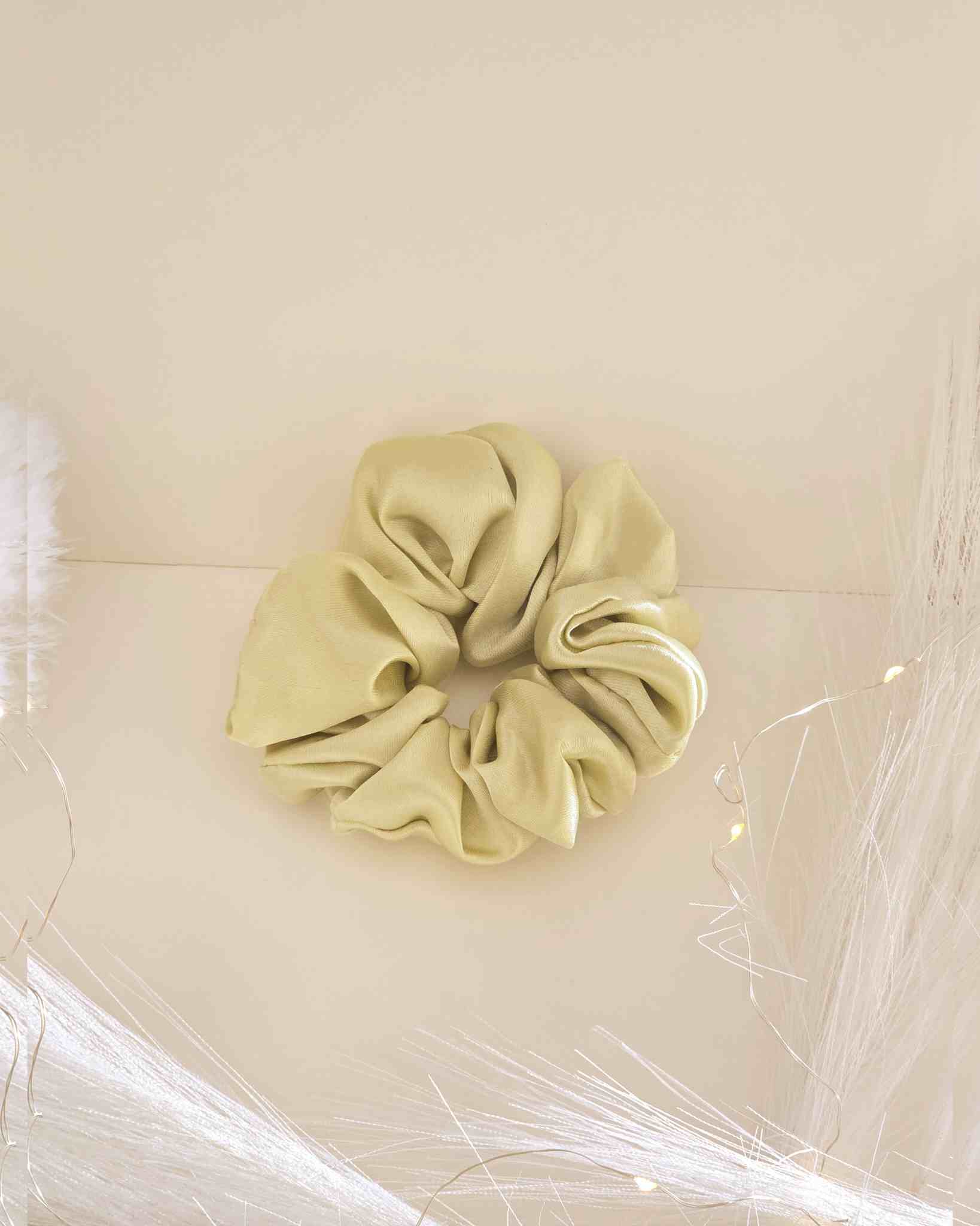 Pale Lime Green color Scrunchies