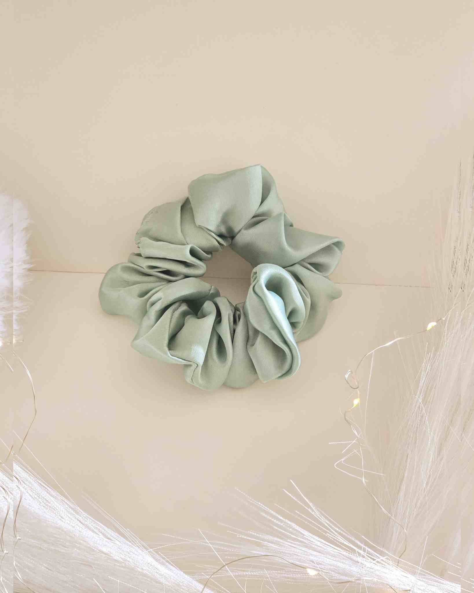 Pale Sage Green color Scrunchies