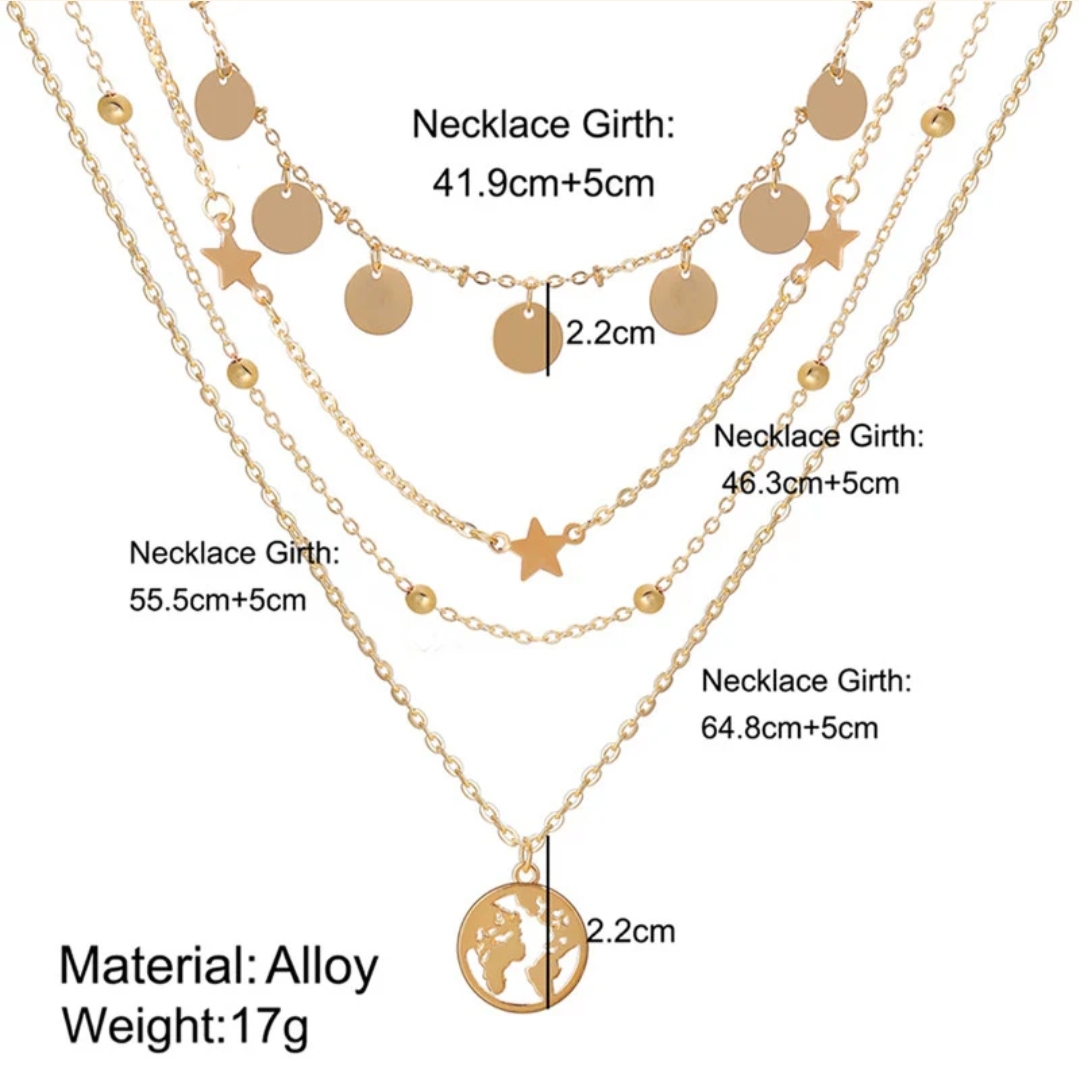 Gold Plated Globe inspired Layered Necklace For Women image 4