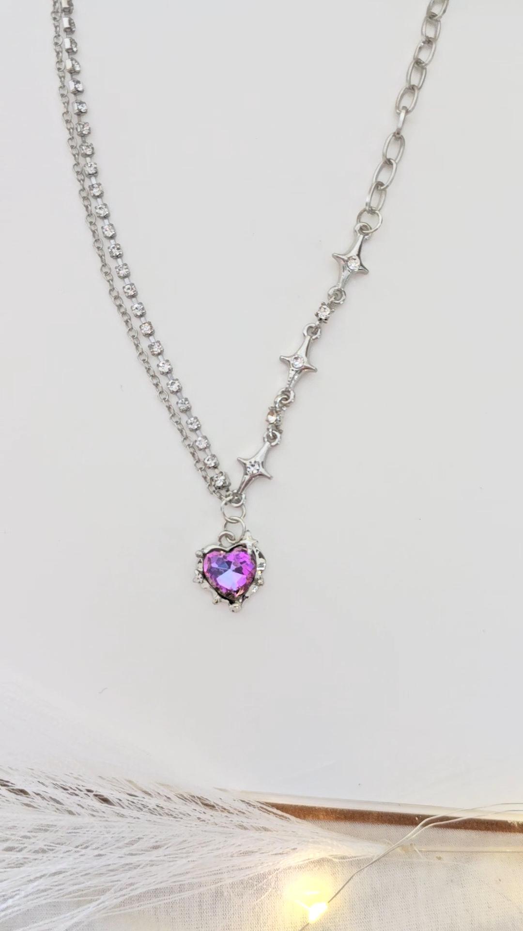Gradient Heart Crystal | SnakeChain Necklace | Limited in Stock! image 4