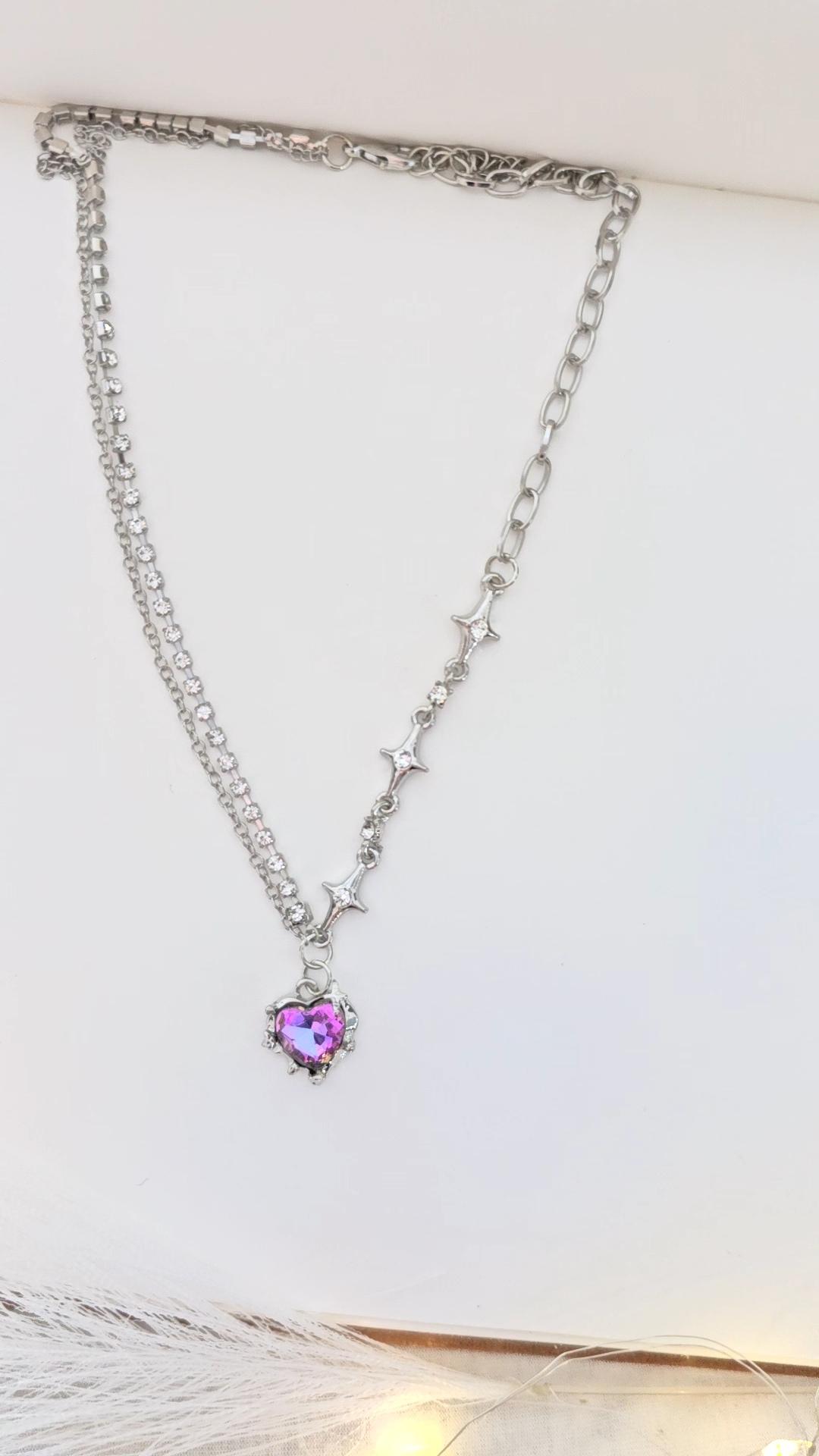 Gradient Heart Crystal | SnakeChain Necklace | Limited in Stock! image 2