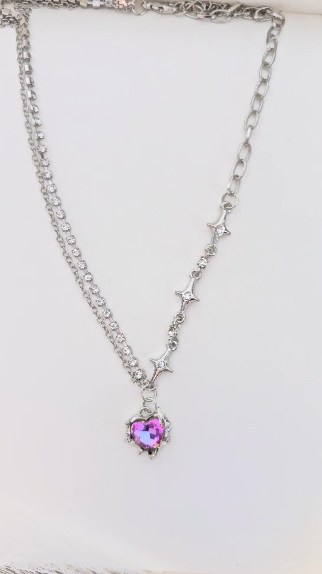 Gradient Heart Crystal | SnakeChain Necklace | Limited in Stock! image 3