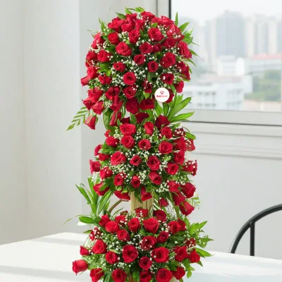 Crimson Legacy Luxury Rose Tower by RedHeart