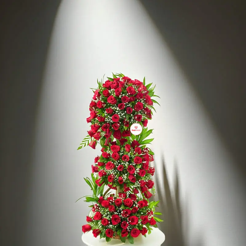 Crimson Legacy Luxury Rose Tower design by Redheart