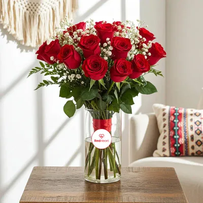 Velvet Jubilee Mixed Rose Vase by RedHeart