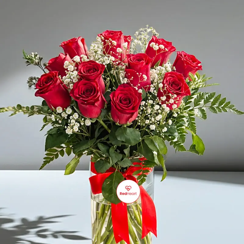 Deliver Velvet Jubilee Mixed Rose Vase by Redheart
