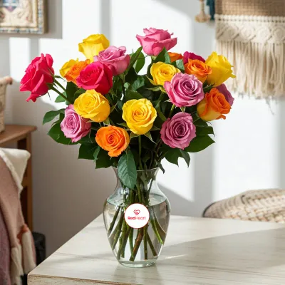 Radiant Harmony Mixed Rose Vase by RedHeart