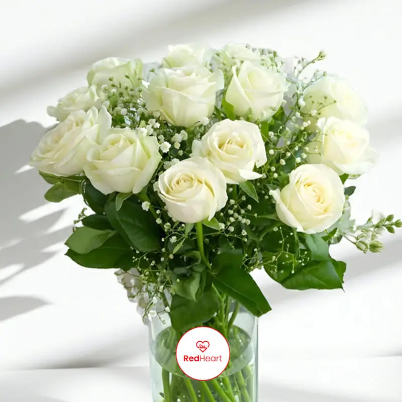 Deliver Crimson Devotion Rose & Carnation Vase by Redheart