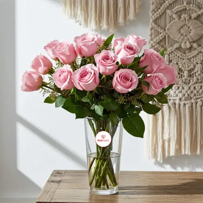 Blush Whisper Pink Rose Vase by RedHeart