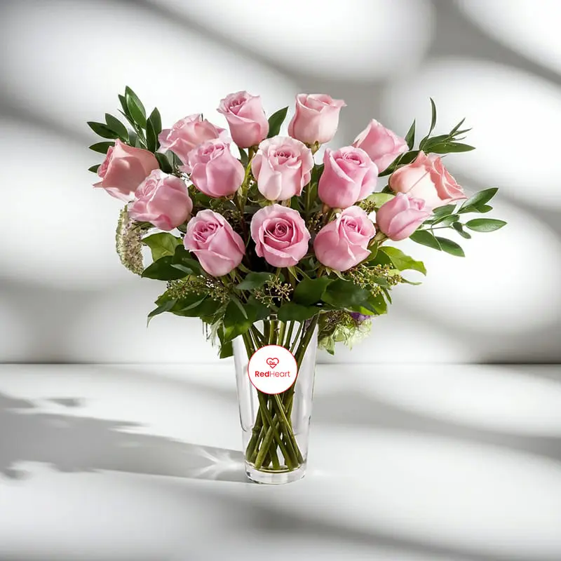 book Blush Whisper Pink Rose Vase by Redheart