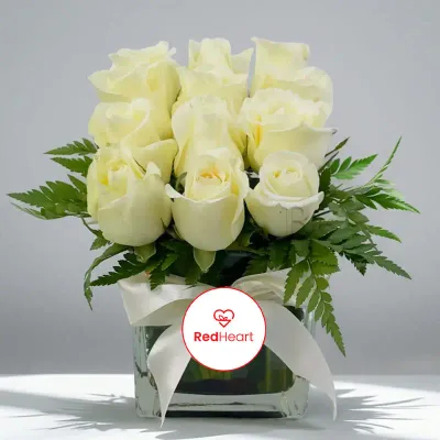 Pure Ivory Serenity Rose Cube by RedHeart
