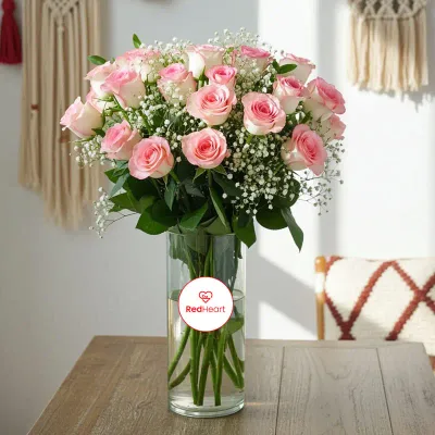 Jumilia Blush Elegance Rose Vase by RedHeart