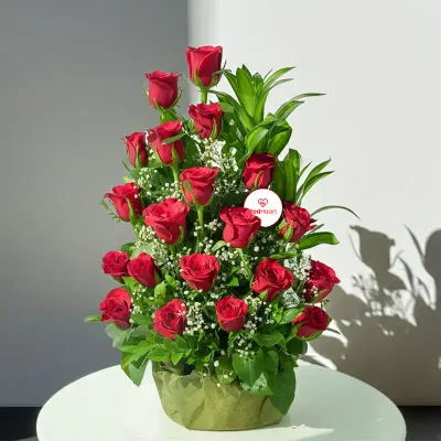 Royal Crimson Grandeur Rose Basket by RedHeart