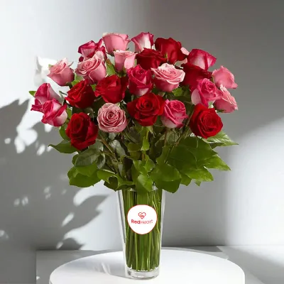 Crimson Blush Rose Vase by RedHeart