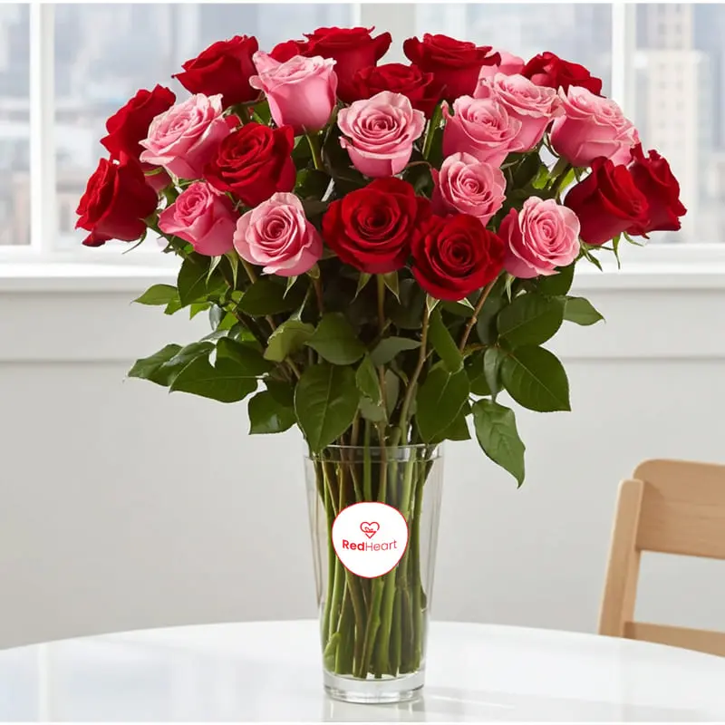 Deliver Crimson Blush Rose Vase by Redheart