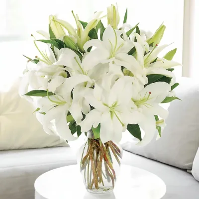 Pure Ivory Calm White Lily Glass Vase by RedHeart