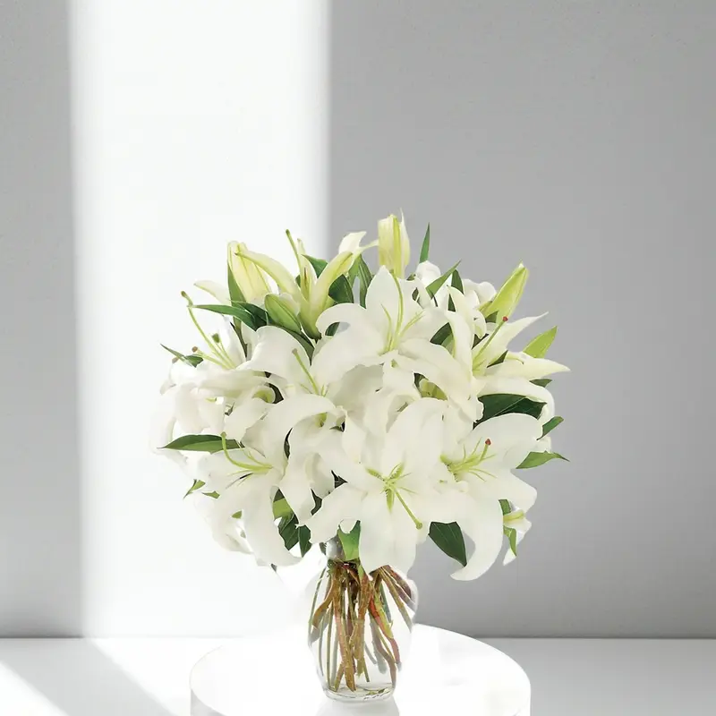 Deliver Pure Ivory Calm White Lily Glass Vase by Redheart