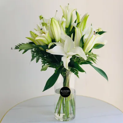 Ivory Whisper - White Lily Glass Vase by RedHeart