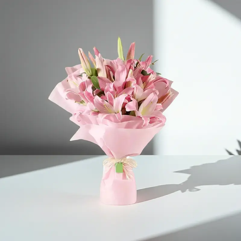 Deliver Blushing Petal Embrace - Pink Lily Bouquet by Redheart