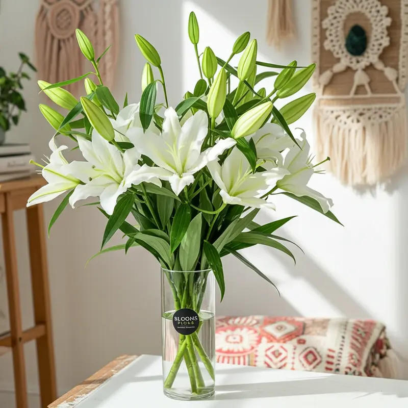 book Ivory Bloom Haven - White Lily Glass Vase by Redheart
