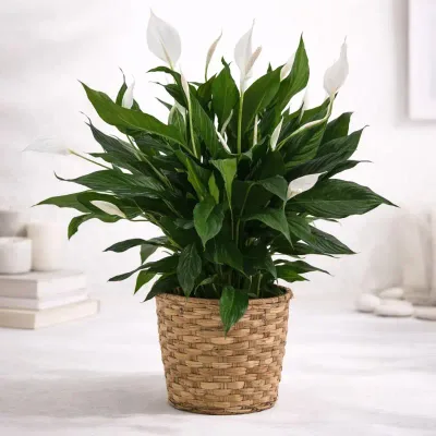 Basket Peace Lily Plant by RedHeart