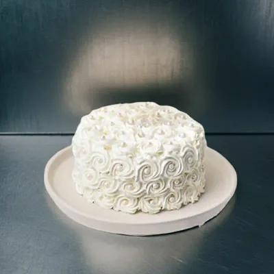 White Rosette Black Forest Cake by RedHeart