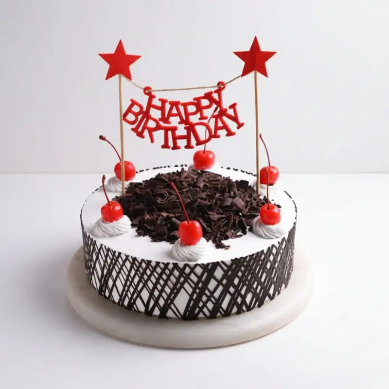 Deliver Star Celebration Black Forest Birthday Cake by Redheart